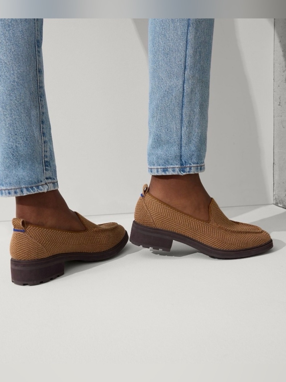 Rothy's Tan Herringbone Lug Loafers
